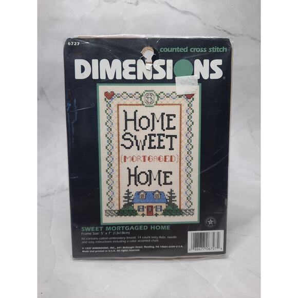Vintage Dimensions Counted Cross Stitch Kit Sweet Mortgaged Home 6727 - Picture 1 of 6